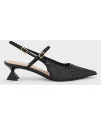 Charles & Keith - Raffia Sculptural-heel Slingback Pumps - Lyst
