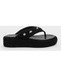 Charles & Keith - Tweed Beach Flatform Thong Sandals - Lyst