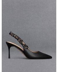 Charles & Keith - Tully Leather Ruched Print Slingback Pumps - Lyst
