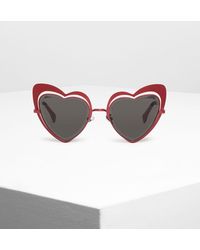 Charles & Keith Heart-shaped Sunglasses - Red