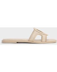 Charles & Keith - Easley Linen Cut-Out Slide Sandals - Lyst