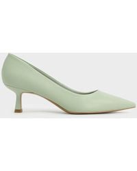 Charles & Keith Pointed Kitten Heel Court Shoes - Green