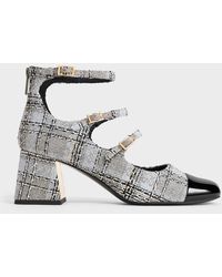 Charles & Keith - Tweed Triple-strap Cap-toe Mary Jane Pumps - Lyst