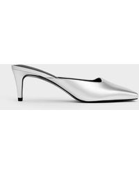 Charles & Keith - Metallic Square-toe Blade-heel Mules - Lyst