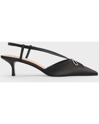 Charles & Keith - Crystal-bow Kitten-heel Slingback Pumps - Lyst