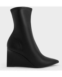 Charles & Keith - Pointed-toe Wedge Ankle Boots - Lyst