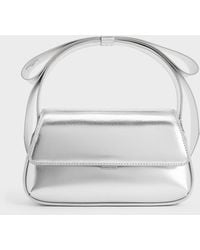 Charles & Keith - Leather Metallic Bow Top-handle Bag - Lyst