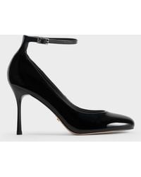 Charles & Keith - Aretha Patent Leather Ankle-strap Stiletto-heel Pumps - Lyst