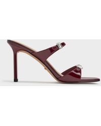 Charles & Keith - Patent Leather Gem-Buckle Heeled Sandals - Lyst