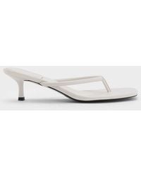 Charles & Keith - Square-Toe Kitten-Heel Thong Sandals - Lyst