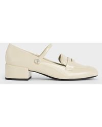 Charles & Keith - Patent Pearl-Embellished Flower-Buckle Mary Jane Loafers - Lyst