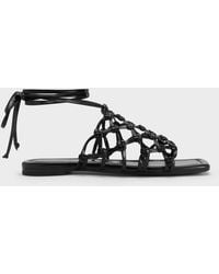 Charles & Keith - Woven Tie-around Net Sandals - Lyst