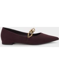 Charles & Keith - Faux Suede Metallic-Accent Ballet Flats - Lyst