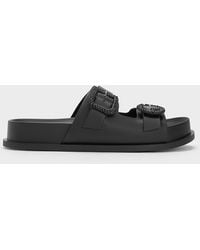 Charles & Keith - Woven-buckle Double-strap Sandals - Lyst