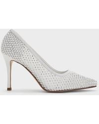 Charles & Keith - Mesh Crystal-embellished Pointed-toe Pumps - Lyst