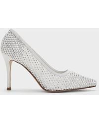 Charles & Keith - Mesh Crystal-embellished Pointed-toe Pumps - Lyst