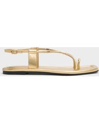 Charles & Keith - Metallic-accent Toe-ring Sandals - Lyst