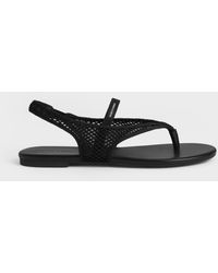 Charles & Keith - Ellory Mesh Thong Slingback Sandals - Lyst