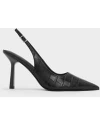Charles & Keith - Croc-Effect Pointed Slingback Pumps - Lyst