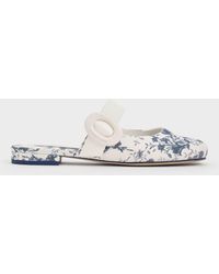 Charles & Keith - Floral-print Oval-buckle Flat Mules - Lyst