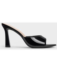 Charles & Keith - Patent Open-toe Heeled Mules - Lyst