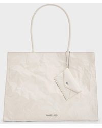 Charles & Keith - Large Matina Crinkle-effect Tote Bag - Lyst