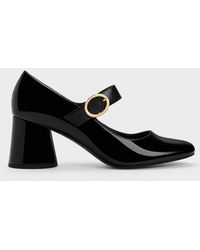 Charles & Keith - Patent Cylindrical Block Heel Mary Janes - Lyst
