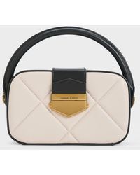 Charles & Keith - Vertigo Quilted Two-tone Boxy Top Handle Bag - Lyst
