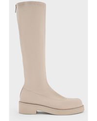 Charles & Keith - Faux Suede Chunky-sole Knee-high Boots - Lyst