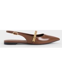 Charles & Keith - Chain-Strap Pointed-Toe Slingback Flats - Lyst