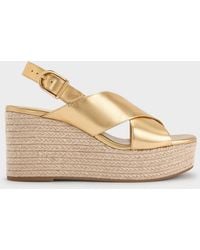 Charles & Keith - Metallic Crossover Espadrille Wedges - Lyst