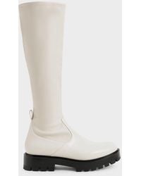 Charles & Keith - Pull-tab Chunky Knee-high Boots - Lyst