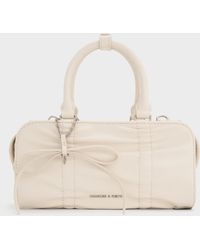 Charles & Keith - Kadee Ruched Bow-Charm Bowling Bag - Lyst