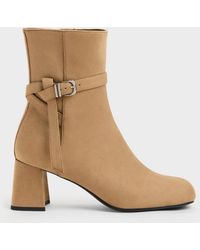 Charles & Keith - Eliza Faux Suede Block-Heel Ankle Boots - Lyst