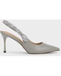 Charles & Keith - Tully Leather Ruched Print Slingback Pumps - Lyst