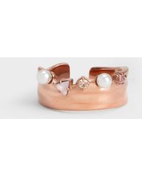 Charles & Keith - Pearl & Crystal-embellished Wide-band Ring - Lyst