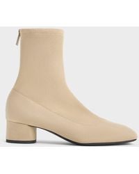Charles & Keith - Stitch-Trim Heeled Ankle Boots - Lyst