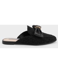 Charles & Keith - Tweed Chain-link Bow Loafer Mules - Lyst