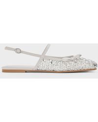 Charles & Keith - Mesh Sequinned Bow Slingback Mary Jane Flats - Lyst