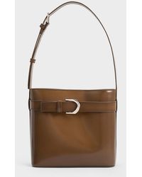 Charles & Keith - Gabine Leather Belted Bucket Bag - Lyst