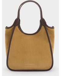 Charles & Keith - Mini Sianna Recycled Suede Contrast-Trim Tote Bag - Lyst