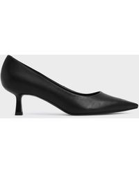 Charles & Keith Pointed Kitten Heel Court Shoes - Black