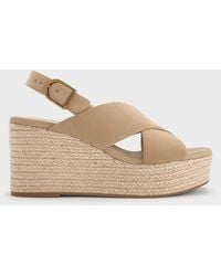 Charles & Keith - Faux Suede Crossover Espadrille Wedges - Lyst