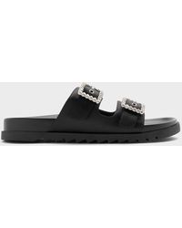 Charles & Keith - Recycled Polyester Gem-Buckle Double-Strap Sandals - Lyst