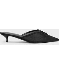 Charles & Keith - Glittered Mesh Bow Kitten Heels - Lyst
