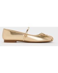 Charles & Keith - Emiko Metallic Bow Mary Jane Flats - Lyst