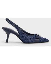 Charles & Keith - Raffia Buckled Pointed-toe Slingback Pumps - Lyst