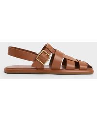 Charles & Keith - Metallic Buckle Caged Slingback Sandals - Lyst