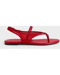 Charles & Keith - Ellory Mesh Thong Slingback Sandals - Lyst