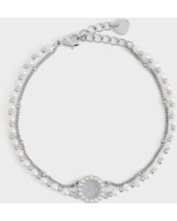 Charles & Keith - Pearl & Gemstone Double-Chain Bracelet - Lyst